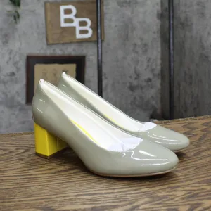 Isaac Mizrahi Live! Womens Colorblock Block Heels Gray / Yellow 6.5M