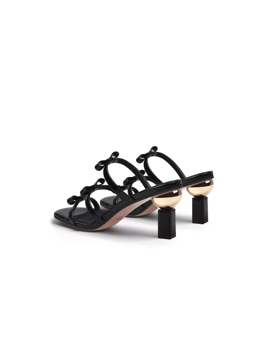 Isora Triple Bow Strap Heel Pump - Black
