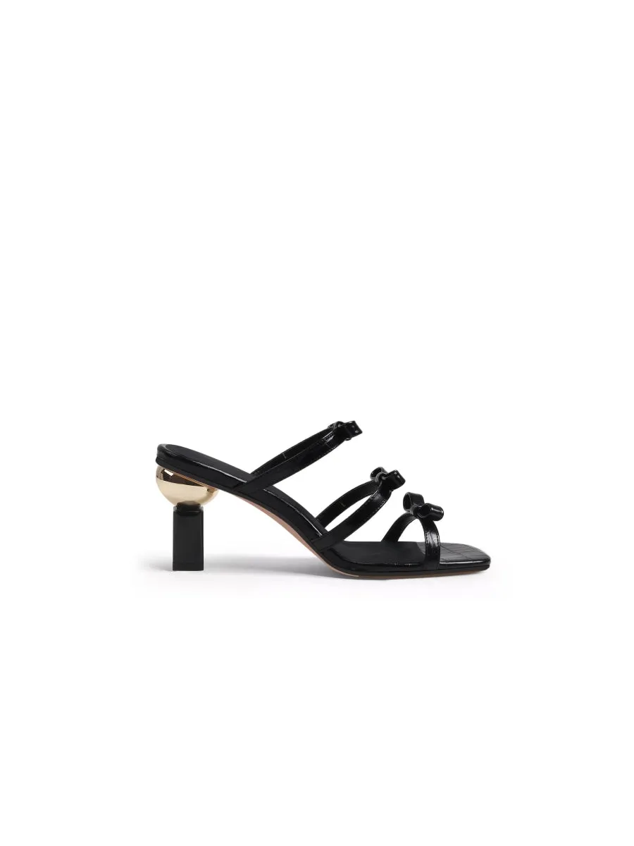 Isora Triple Bow Strap Heel Pump - Black