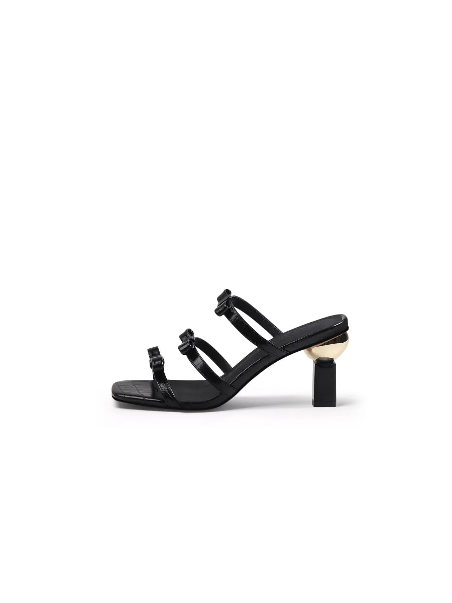Isora Triple Bow Strap Heel Pump - Black