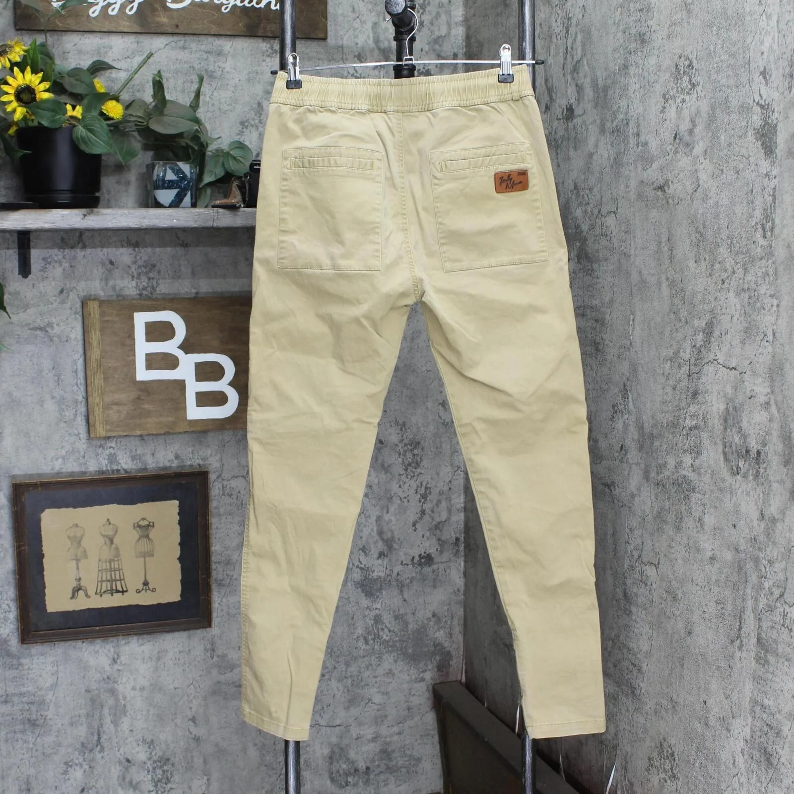 Italy Morn Mens Sunrise Skinny Leg Khaki Cargo Pants Brown See Measurements