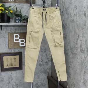Italy Morn Mens Sunrise Skinny Leg Khaki Cargo Pants Brown See Measurements