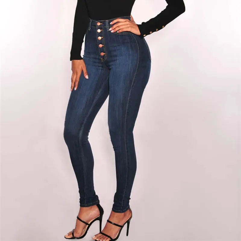 Jeans For Women High Waist Push Up Jeans High Elastic Stretch Ladies Mom Jeans Female Washed Denim Skinny Pencil Pants