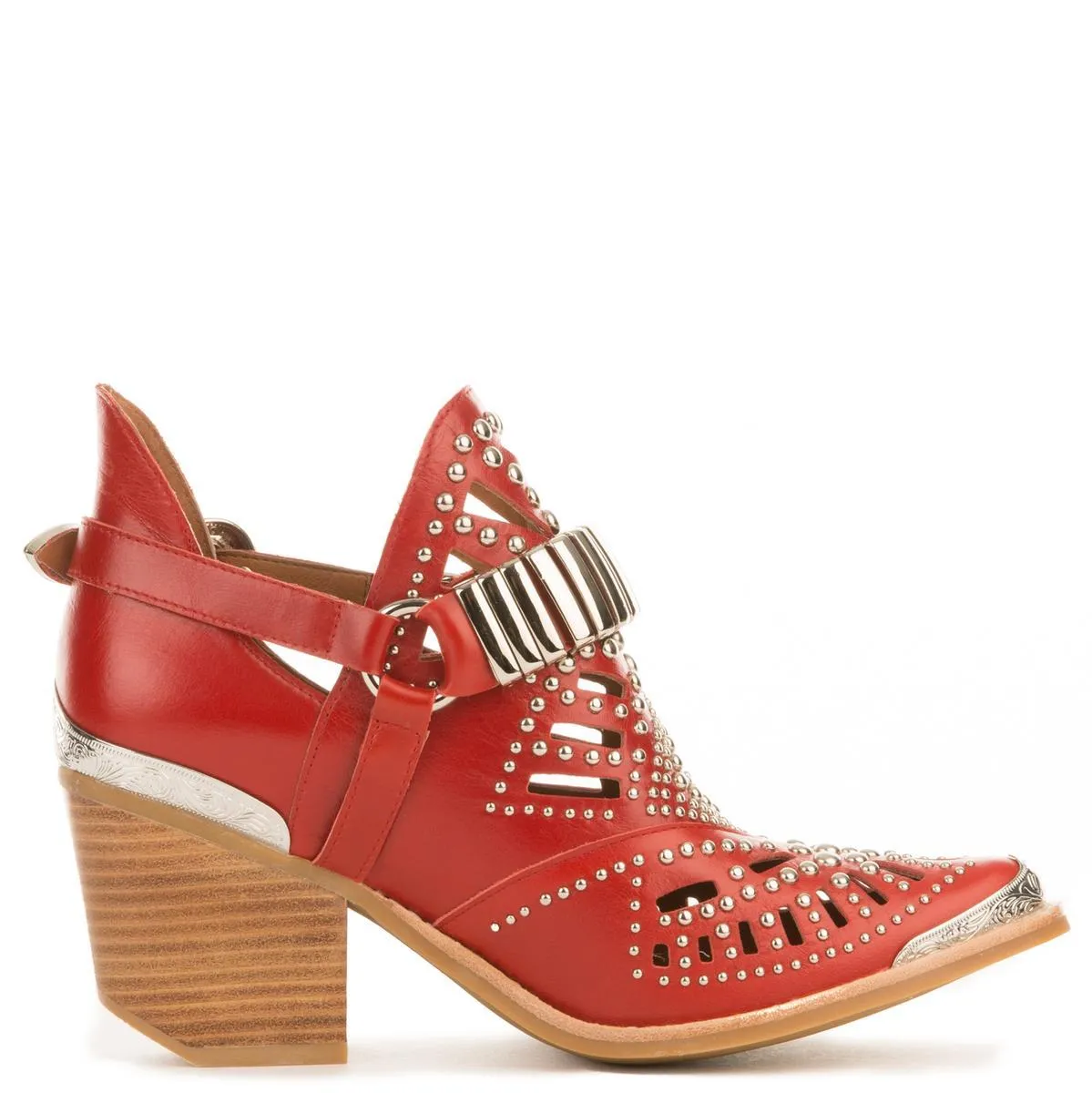 Jeffrey Campbell Calhoun-4 Red Western Heeled Booties Red