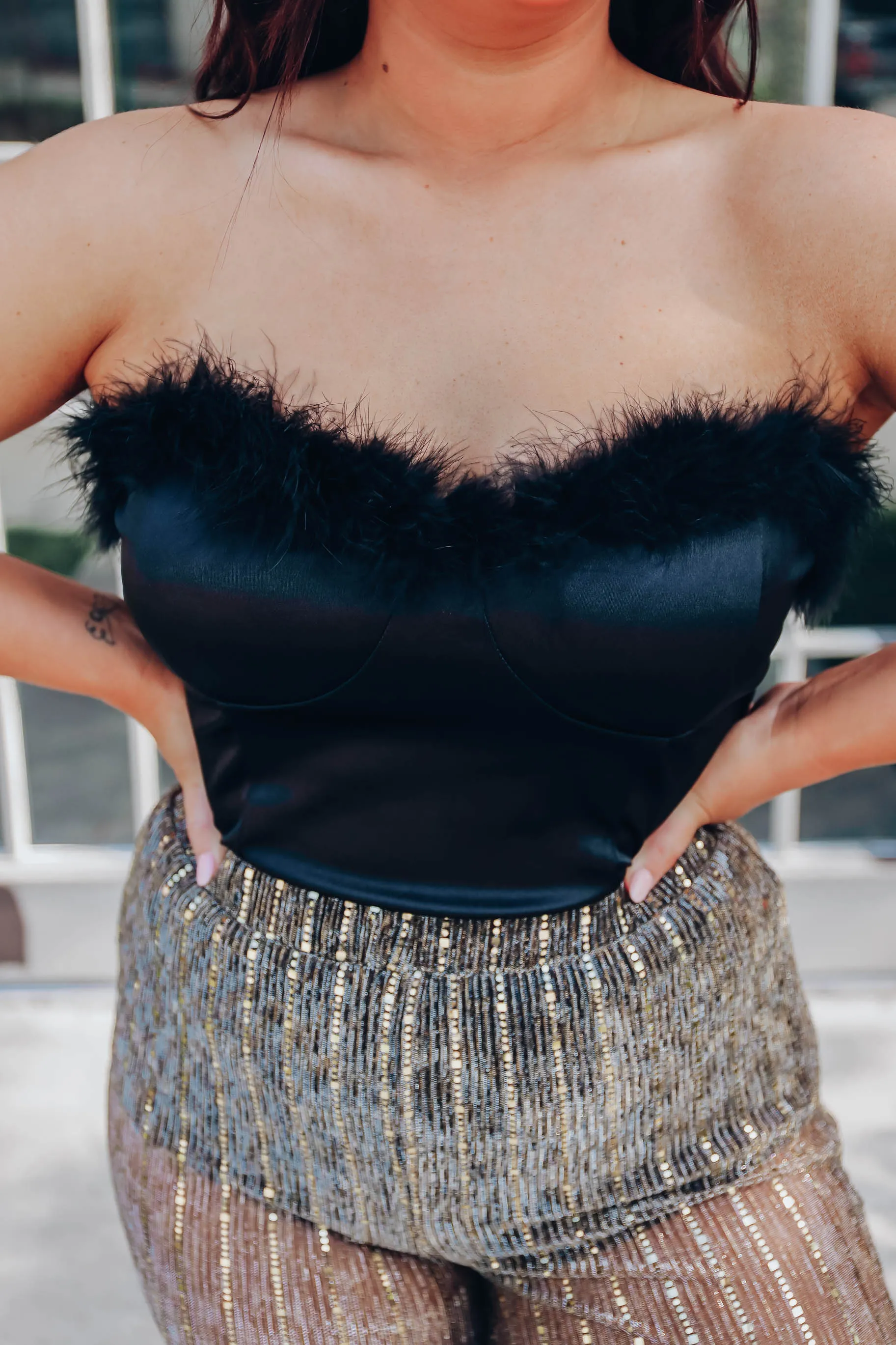 Jessica Bustier Bodysuit - Black