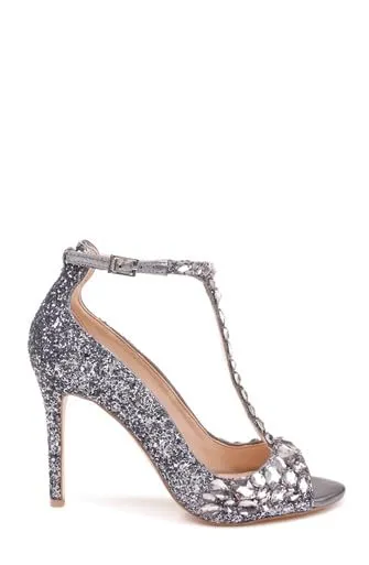 Jewel Badgley Mischka Conroy Metallic Glitter Evening Shoe