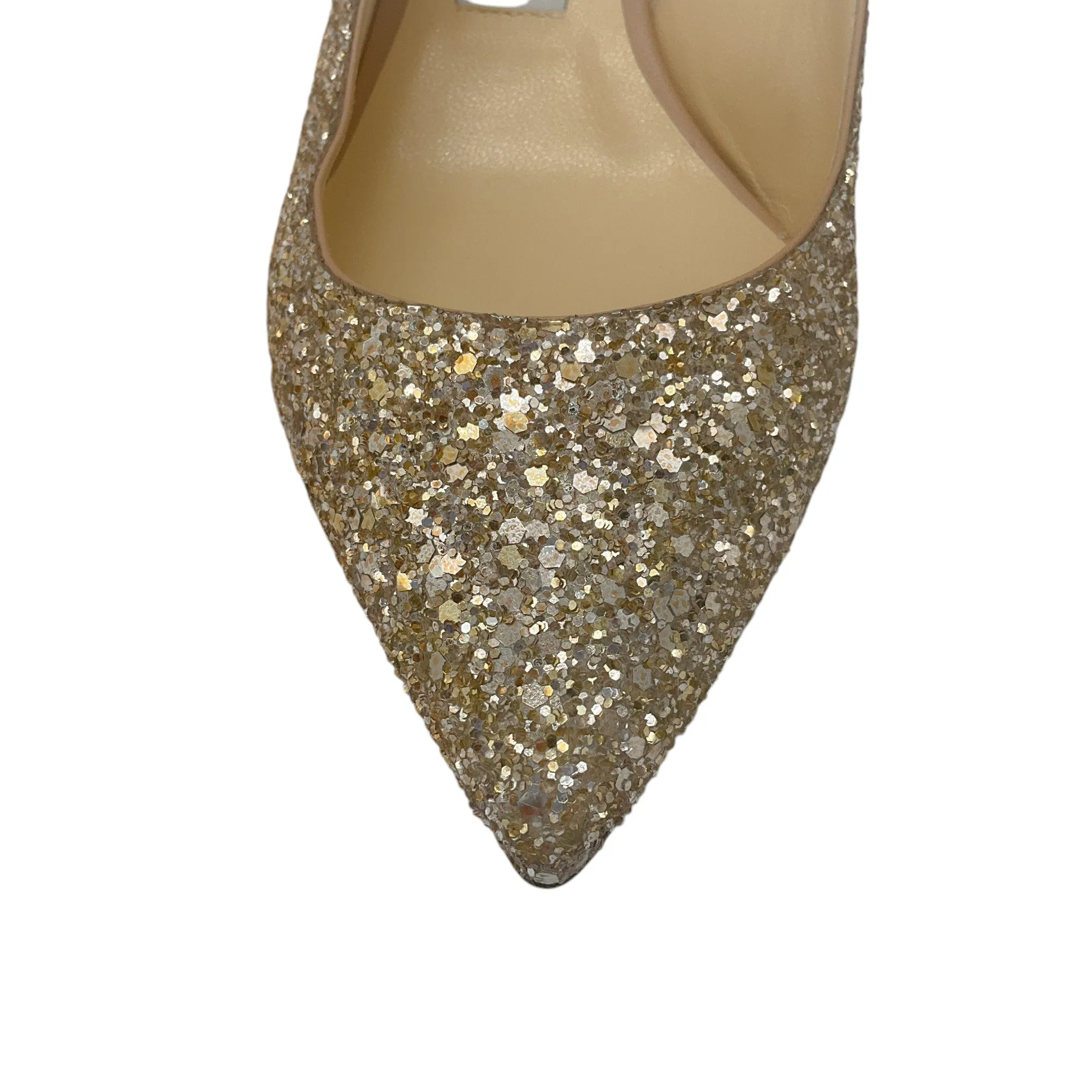 Jimmy Choo Gold Metallic Glitter Low Heel Slingback Pumps
