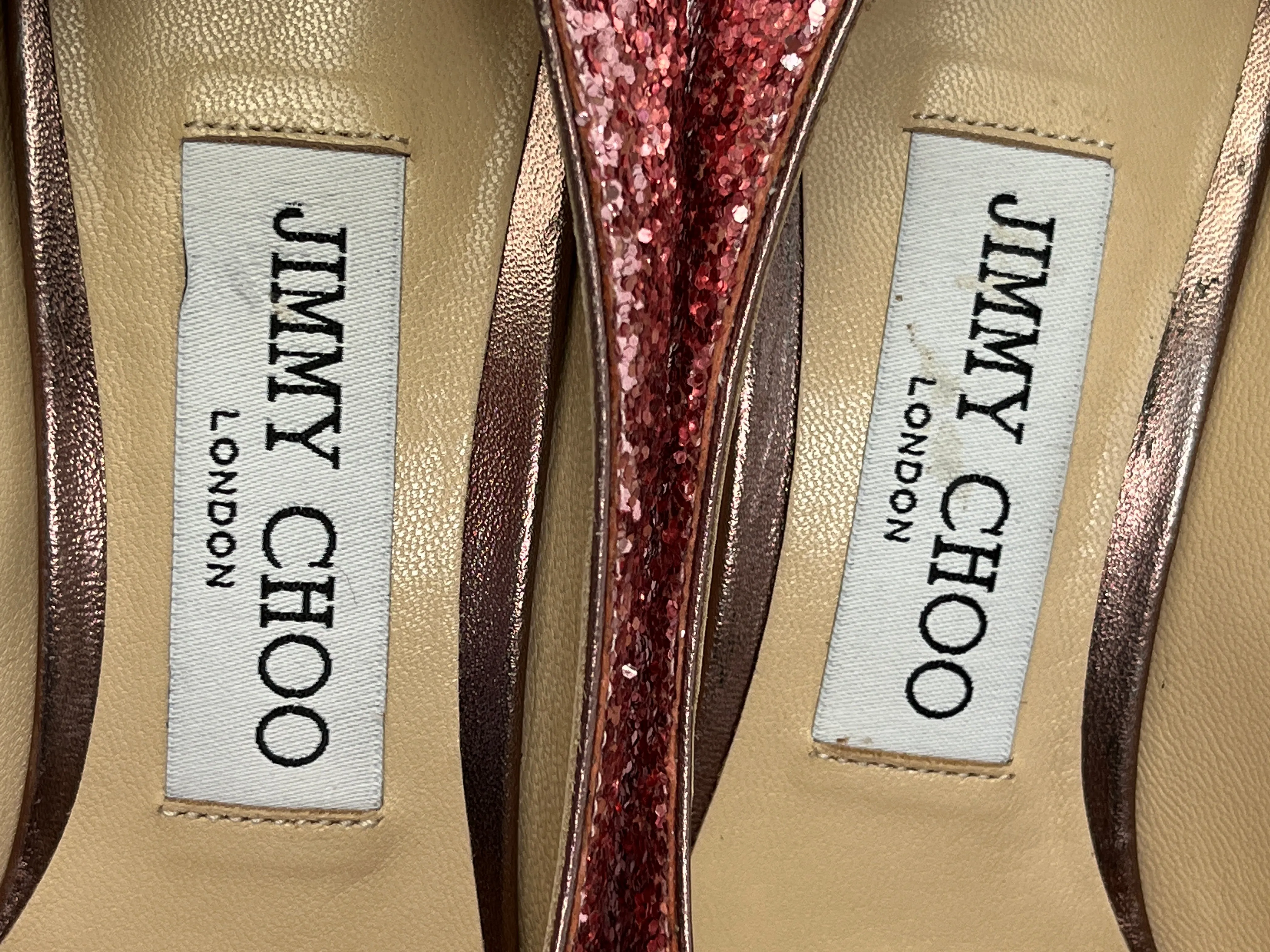 JIMMY CHOO - ROMY 85 GLITTER PINK PUMPS - SZ 36