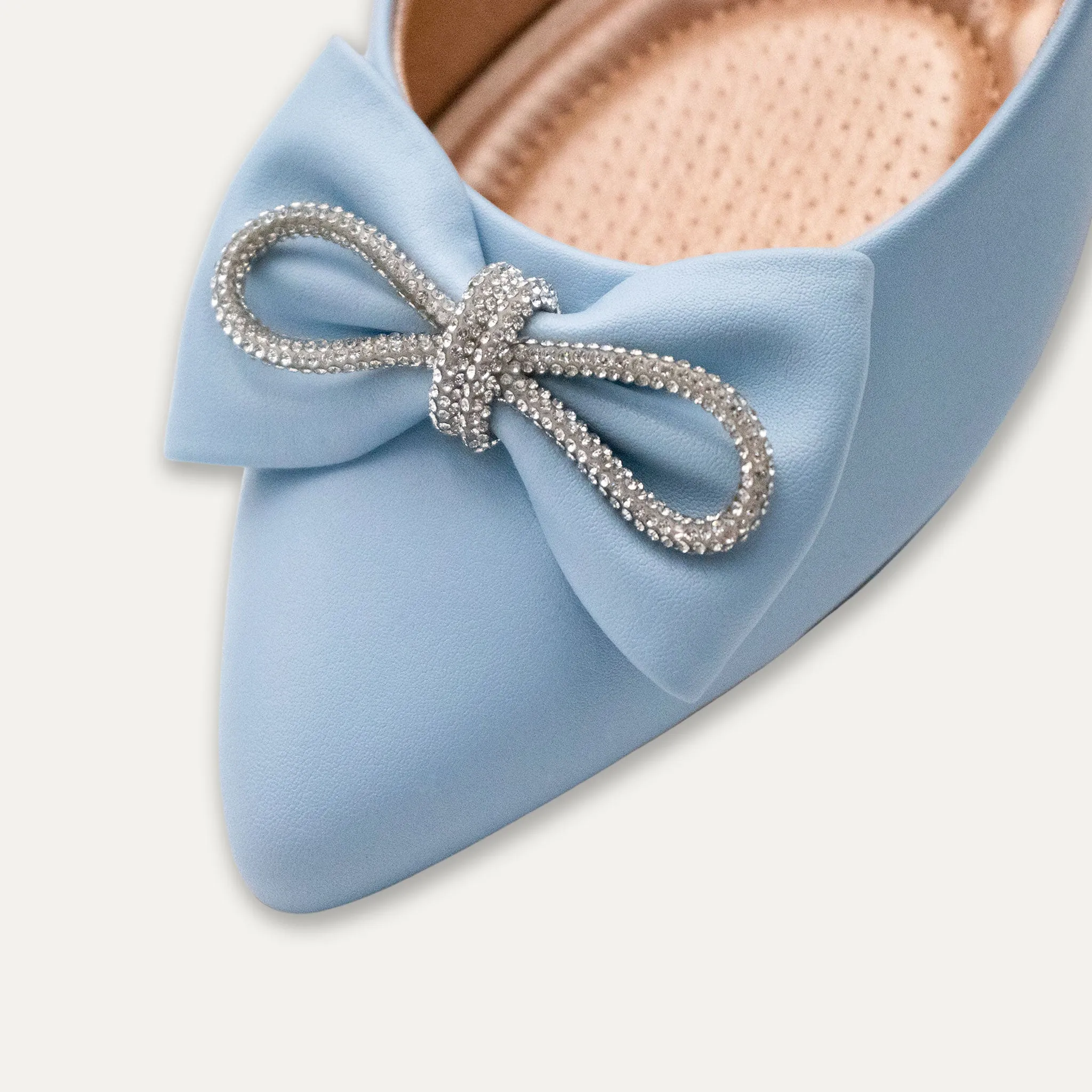Julieta Crystal Lazo Blue Pointed Toe Flats