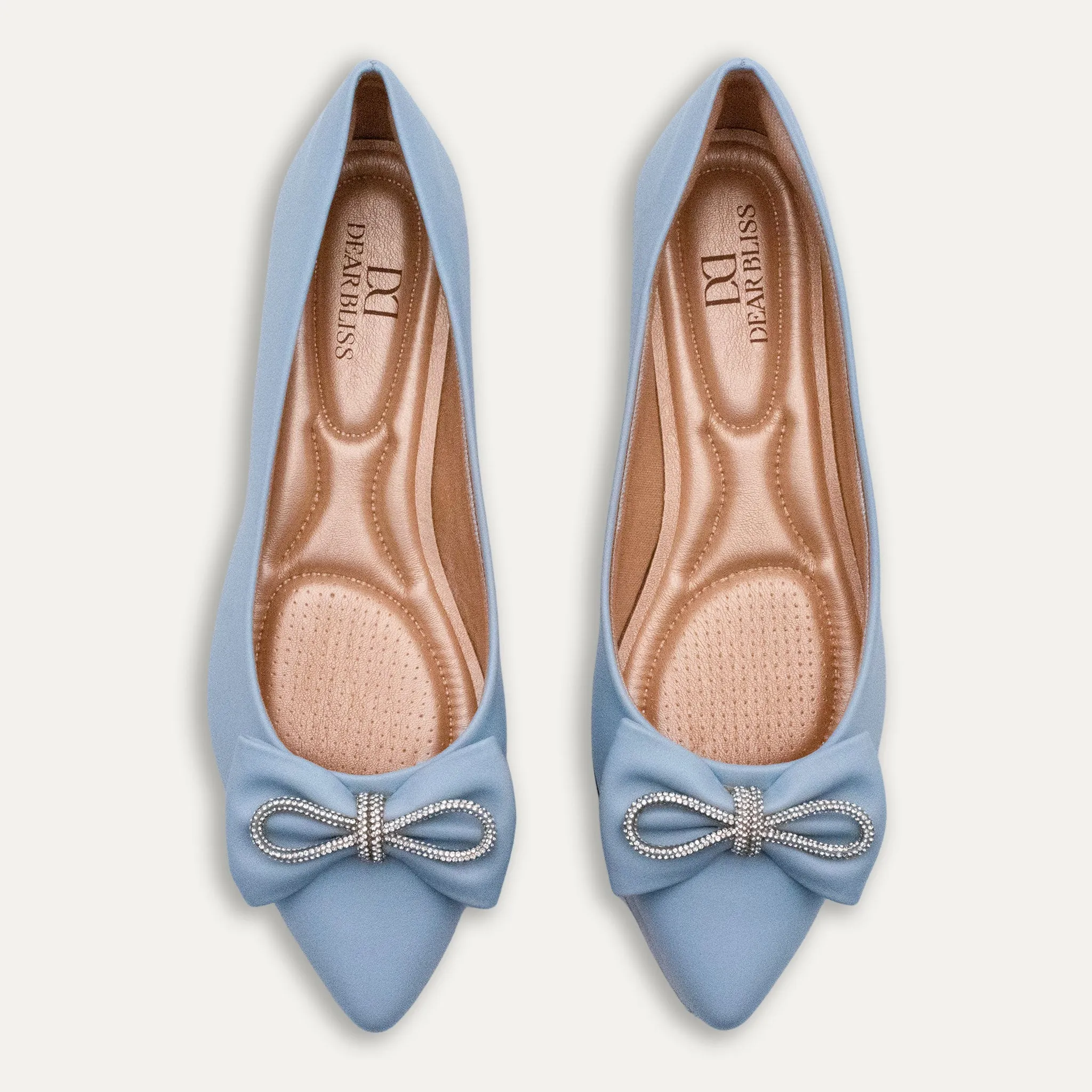 Julieta Crystal Lazo Blue Pointed Toe Flats
