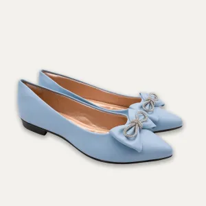 Julieta Crystal Lazo Blue Pointed Toe Flats