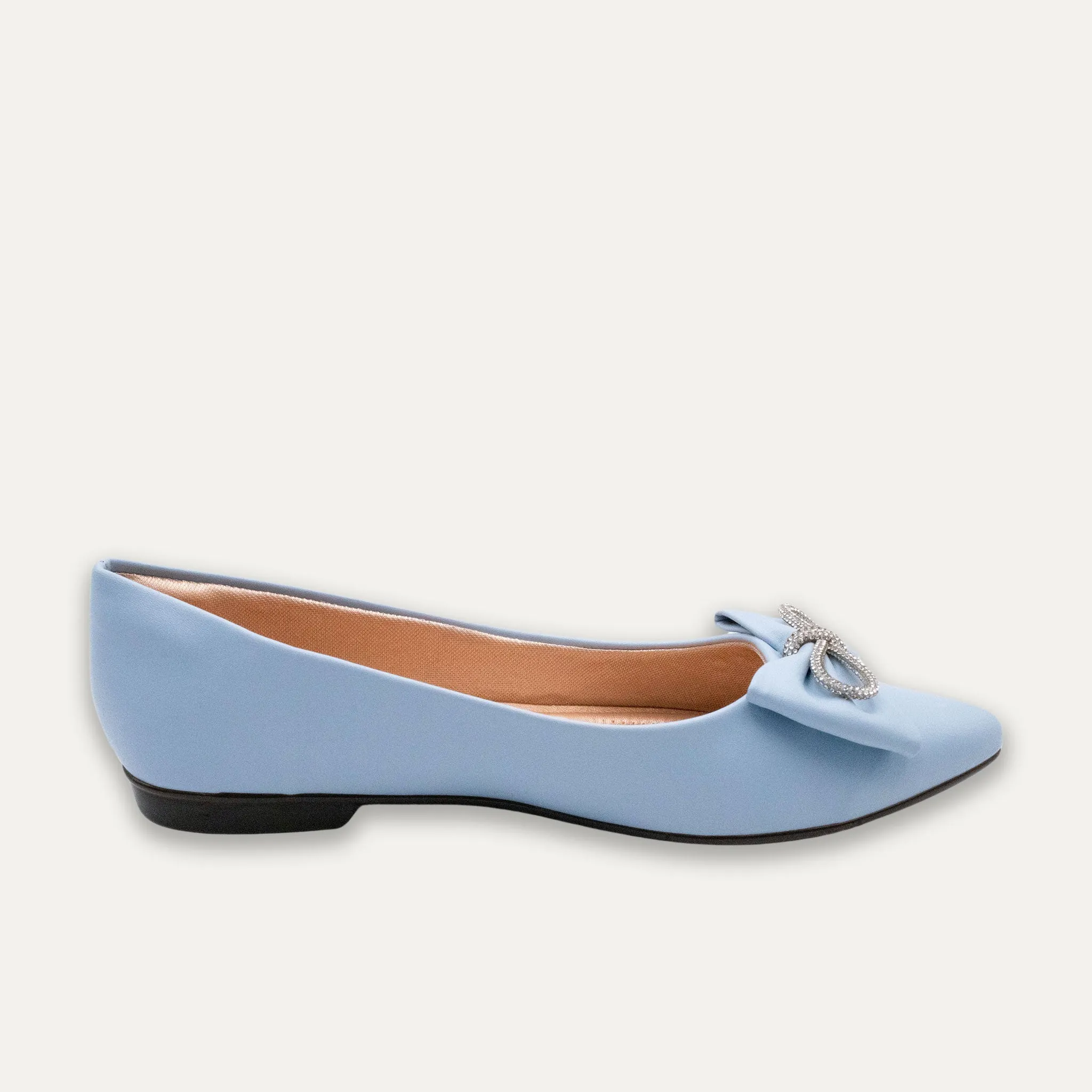 Julieta Crystal Lazo Blue Pointed Toe Flats