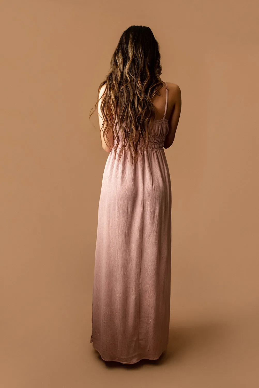 Just For You Metallic Stripe Sleeveless Maxi Dress (Orchid) | FINAL SALE