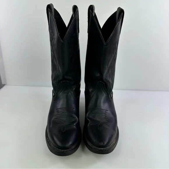 Justin Basics Men's Boots Size 9D #JB1104 Cowboy Western Black Leather Upper