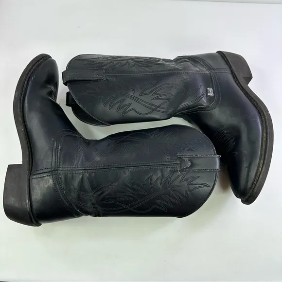 Justin Basics Men's Boots Size 9D #JB1104 Cowboy Western Black Leather Upper