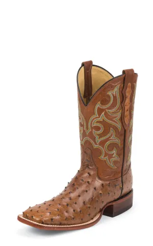 Justin Mens Cognac Full Quill Ostrich Western Boots 11in Waxy 10.5EE