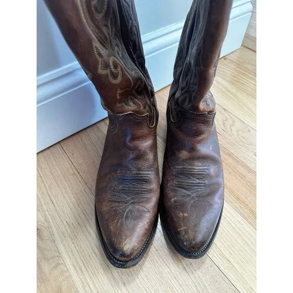 JUSTIN MEN'S LEATHER WESTERN‎ BOOTS - MEDIUM TOE 9 1/2 D