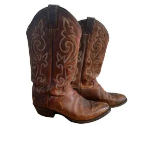 JUSTIN MEN'S LEATHER WESTERN‎ BOOTS - MEDIUM TOE 9 1/2 D