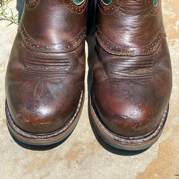 Justin steel toe western boots size 10D with copper fit insoles