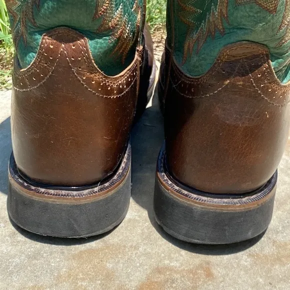 Justin steel toe western boots size 10D with copper fit insoles