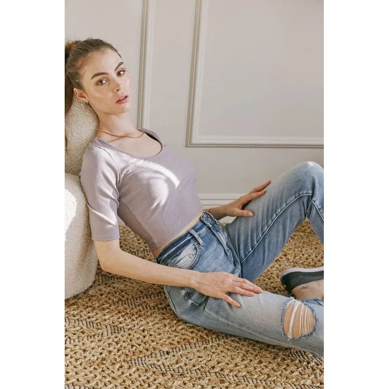 KanCan High rise hem detail mom jean