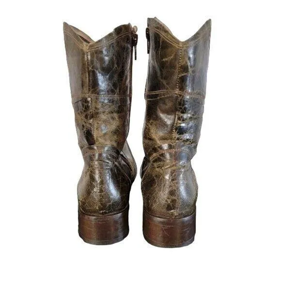 Kenneth Cole Men's Boots Sz 6.5 Brown Leather Crackle Distressed Western