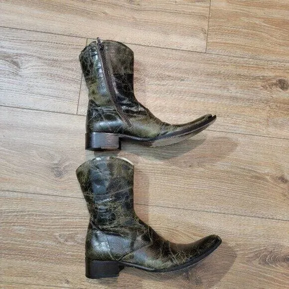 Kenneth Cole Men's Boots Sz 6.5 Brown Leather Crackle Distressed Western
