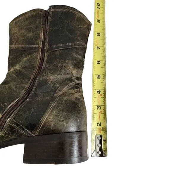 Kenneth Cole Men's Boots Sz 6.5 Brown Leather Crackle Distressed Western