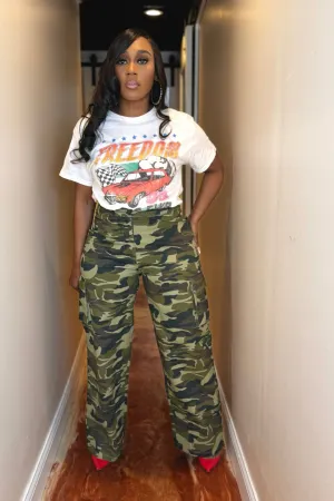 KHAKI CAMO CARGO PANTS