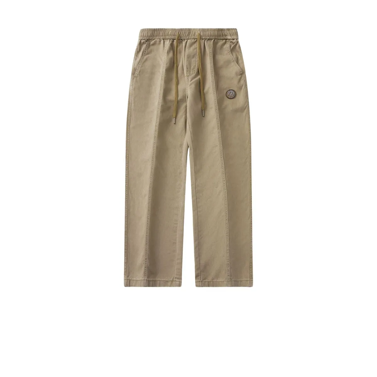 Khaki Front Seam Straight Leg Trousers