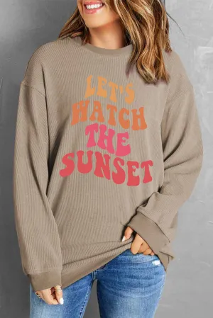 Khaki LET\'S WATCH THE SUNSET Corded Sweatshirt