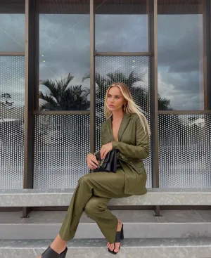 Khaki Vegan Leather Set