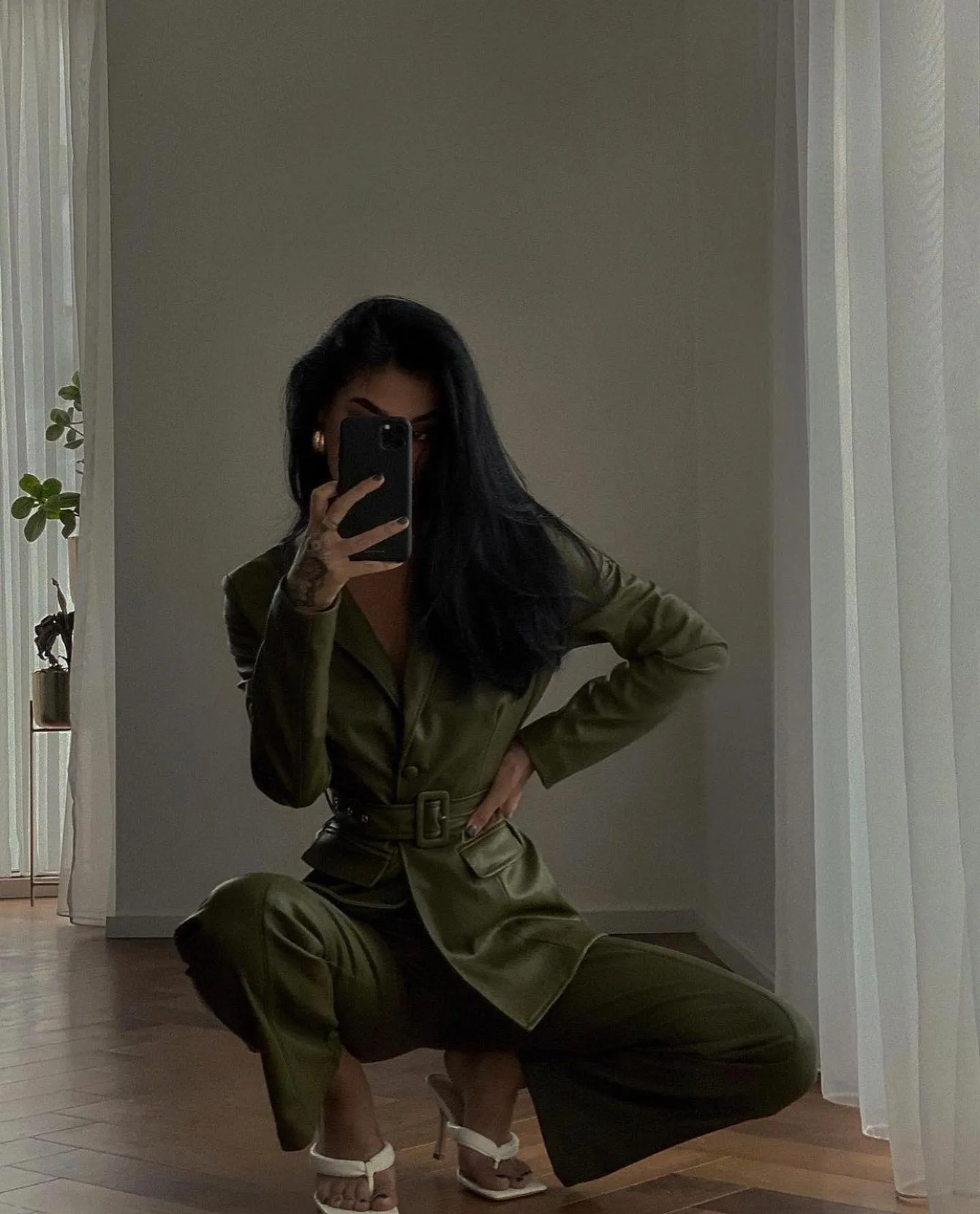Khaki Vegan Leather Set