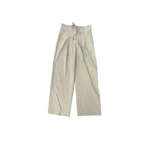 Khaki Wide Leg Dress Pants with Drawstring Waist