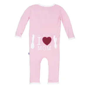 KicKee Pants Applique Coverall with Zipper - Lotus I Love Mom