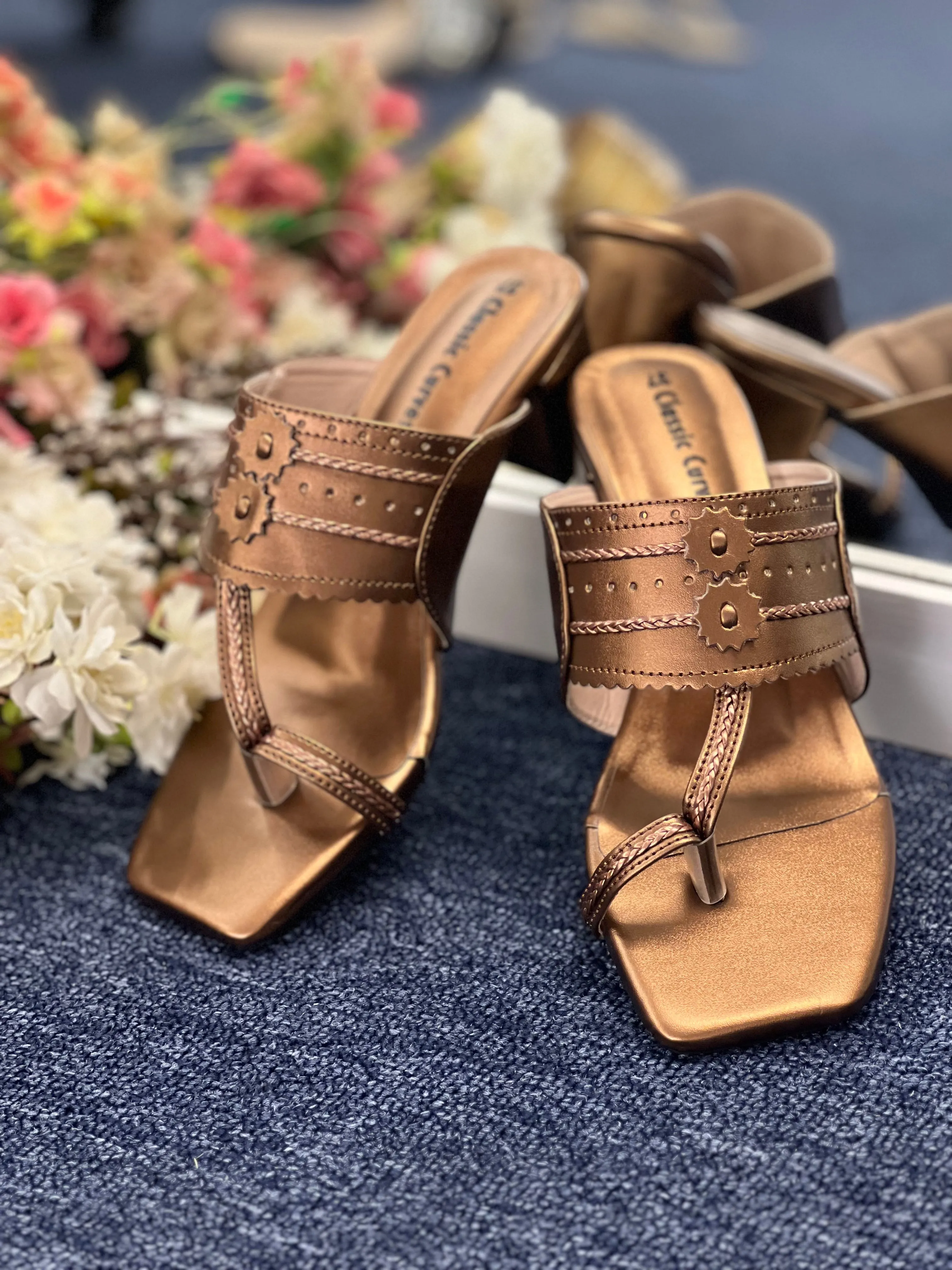 Kolapuri Block Heels - Copper