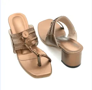 Kolapuri Block Heels - Copper