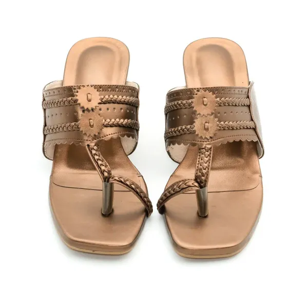 Kolapuri Block Heels - Copper