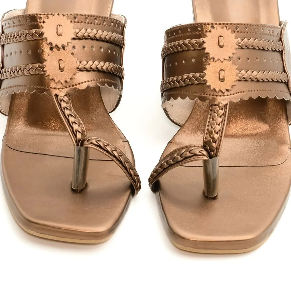 Kolapuri Block Heels - Copper