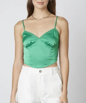 Lace Trim Smocked Back Crop Top