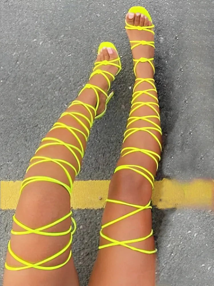 Lace-up Over Knee Knot Stiletto Heels