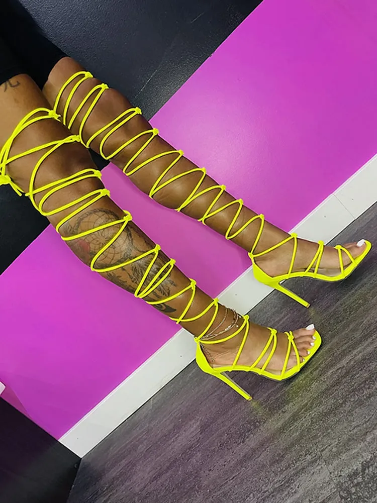 Lace-up Over Knee Knot Stiletto Heels