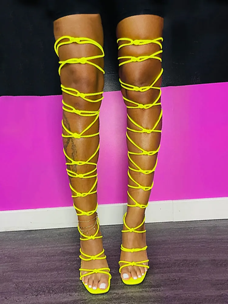 Lace-up Over Knee Knot Stiletto Heels