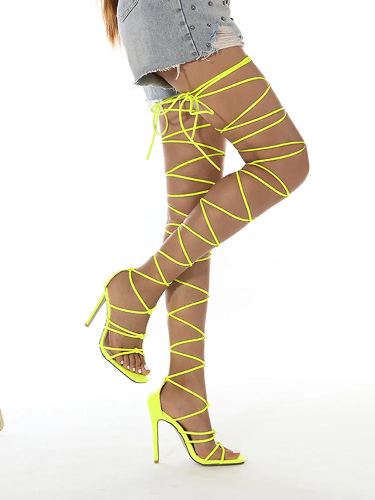Lace-up Over Knee Knot Stiletto Heels