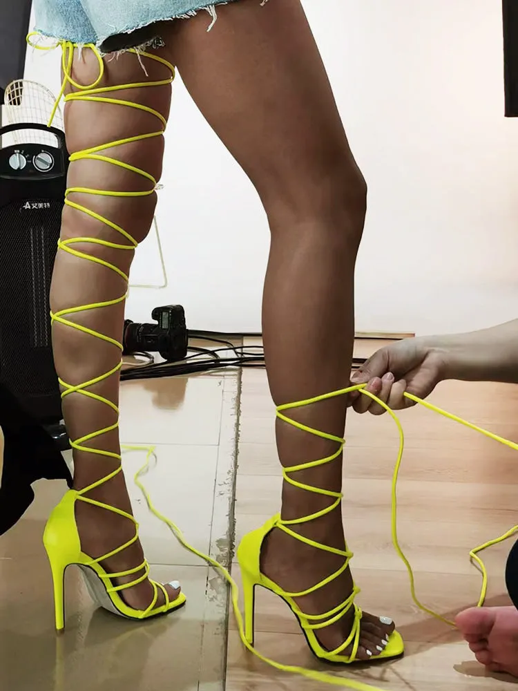 Lace-up Over Knee Knot Stiletto Heels