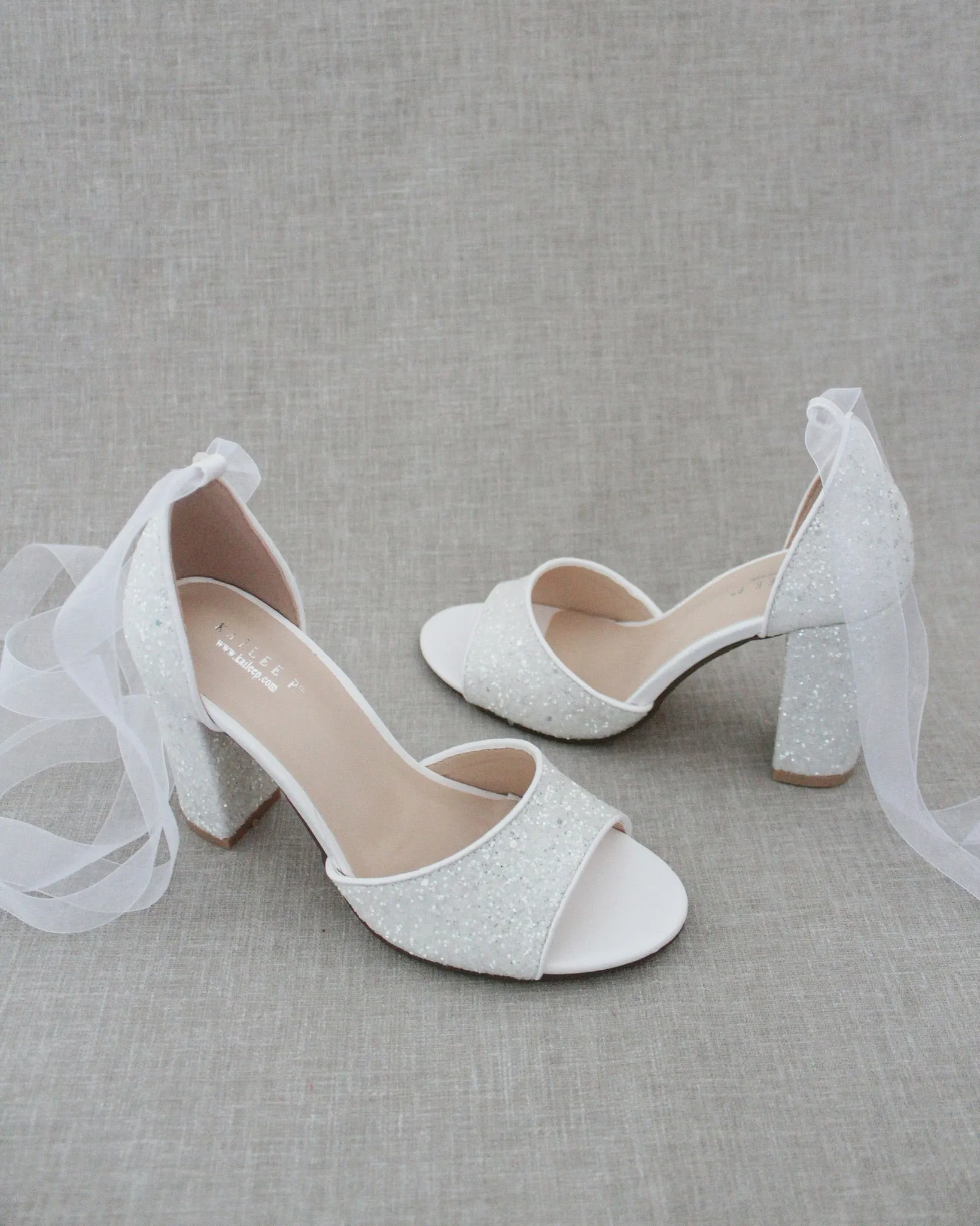 Lace Up Sparkly Tall Block Heel Wedding Sandals