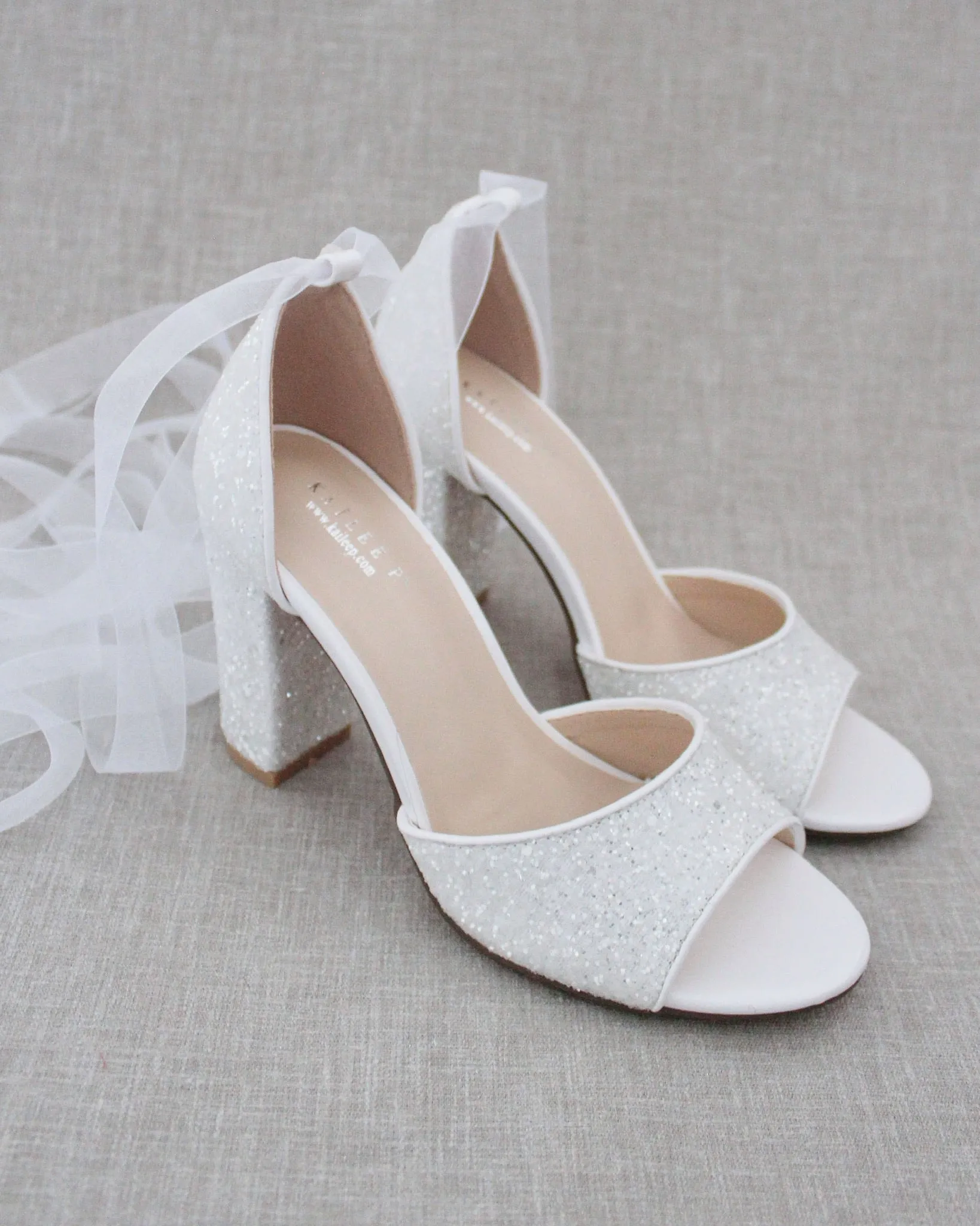 Lace Up Sparkly Tall Block Heel Wedding Sandals