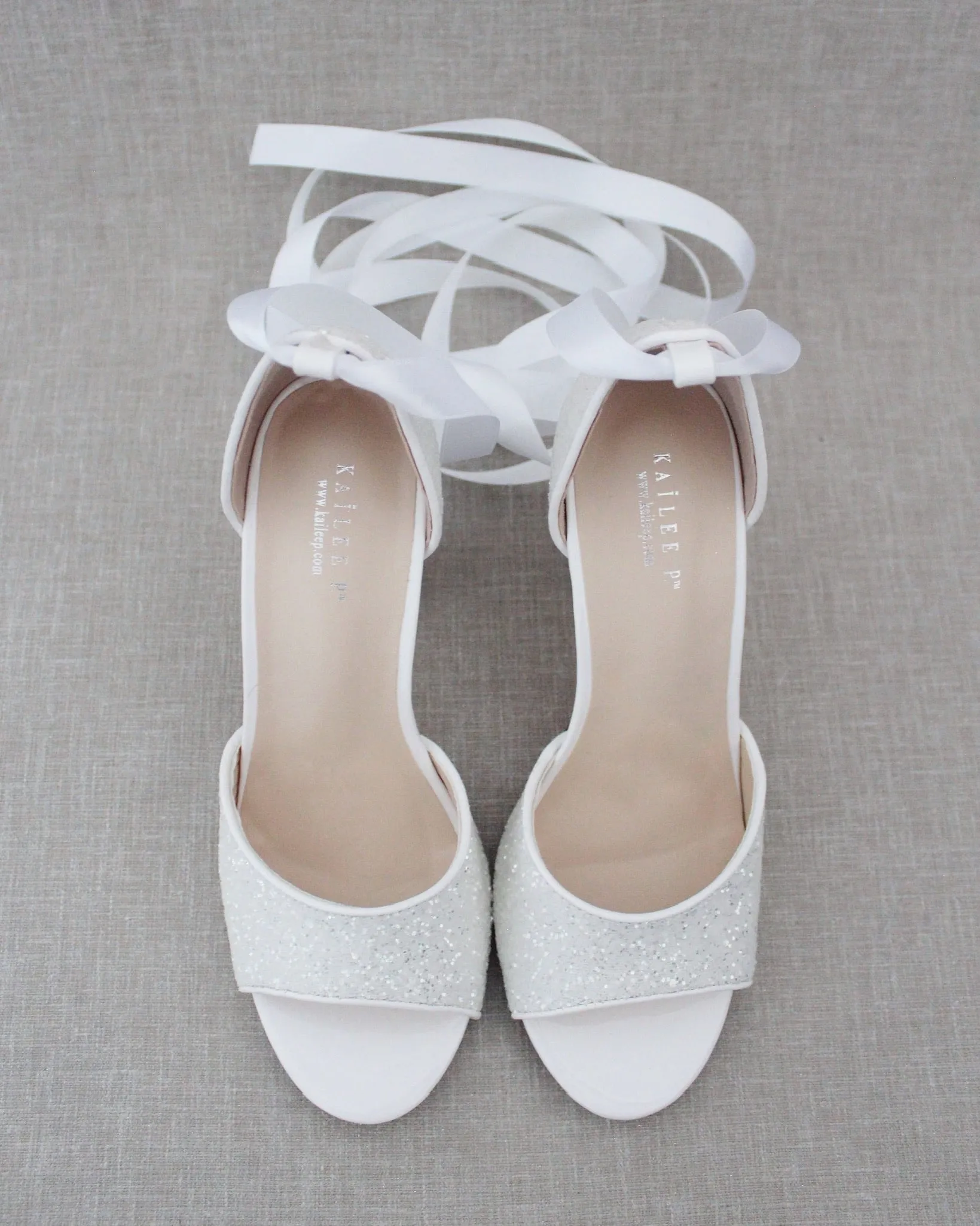 Lace Up Sparkly Tall Block Heel Wedding Sandals