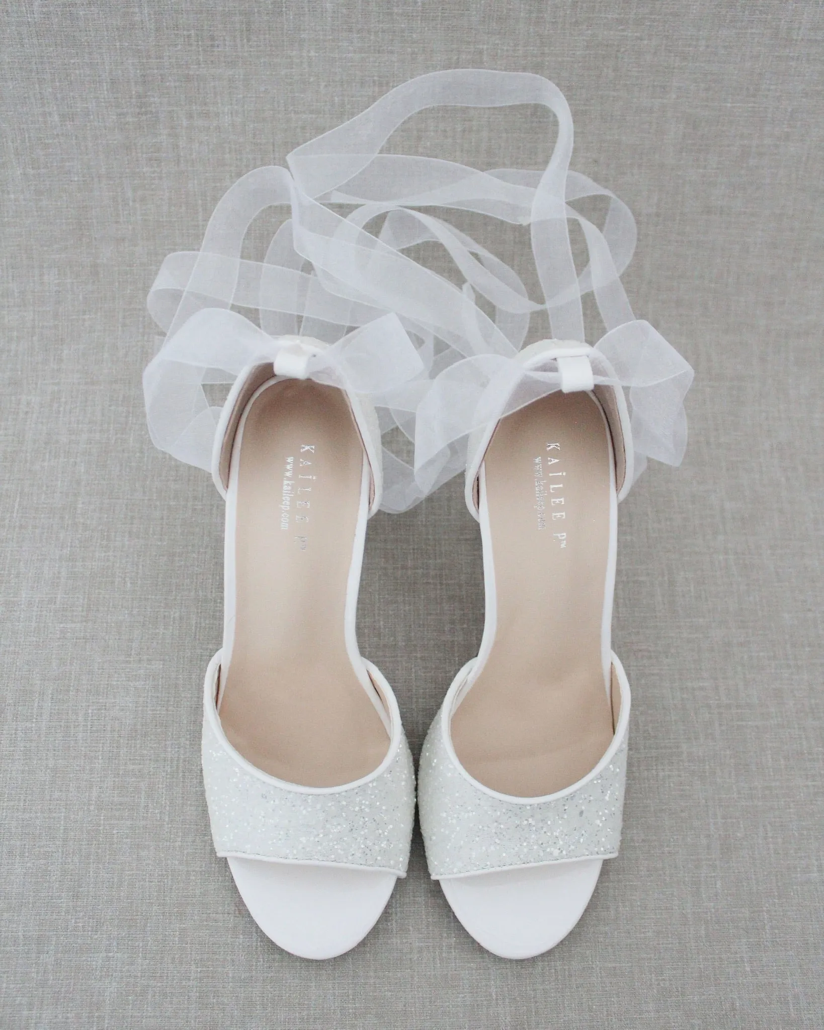 Lace Up Sparkly Tall Block Heel Wedding Sandals