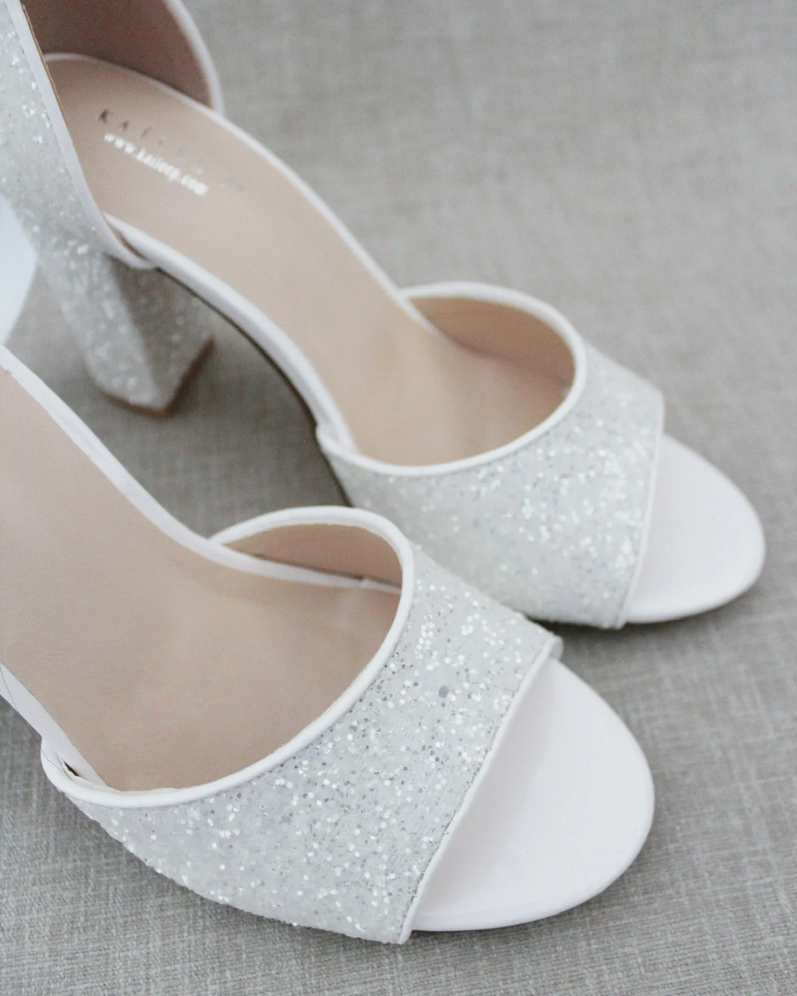Lace Up Sparkly Tall Block Heel Wedding Sandals